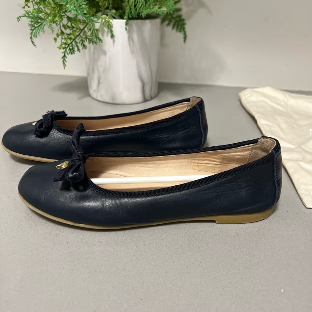 Giorgio Armani Dark Blue Flats with Gold Heart Accent Ballerina